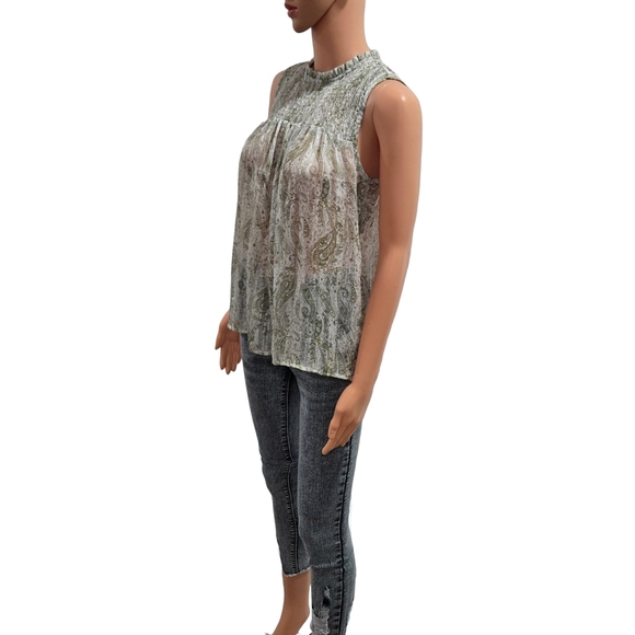 Paisley Sleeveless Top - Green - Picture 5 of 10